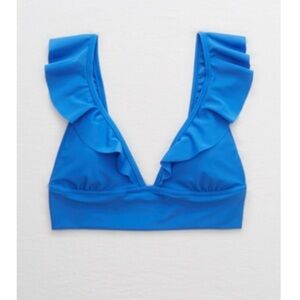 Aerie blue ruffle bikini top